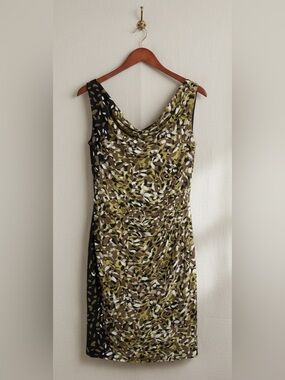 Anne Klein Abstract Print Cowl Neck Dress Size 8